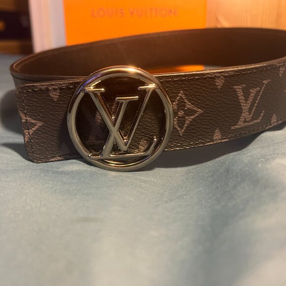 Louis Vuitton Belt Monogram Eclipse Santur LV Circle M0168 Black Grey Men's - Picture 2 of 14